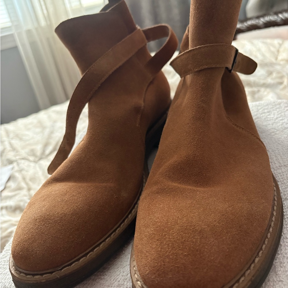 SAKS FIFTH AVENUE Men's Suede Ankle Boots in Cognac Brown